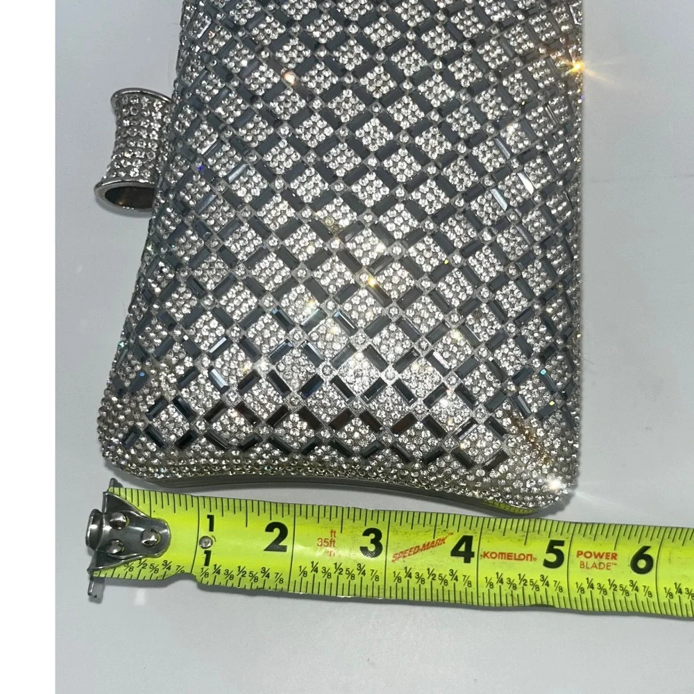 Silver Rhinestone Evening Clutch Bag Party Prom Wedding‎ Cocktail Sparkly